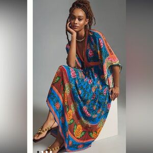 Farm Rio Pineapple Garden Kaftan Maxi Dress